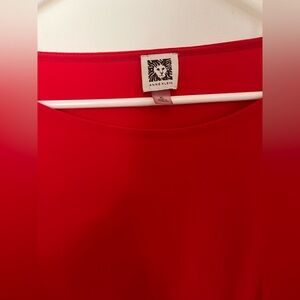 Anne Klein Bright Red Scoop Neck Blouse